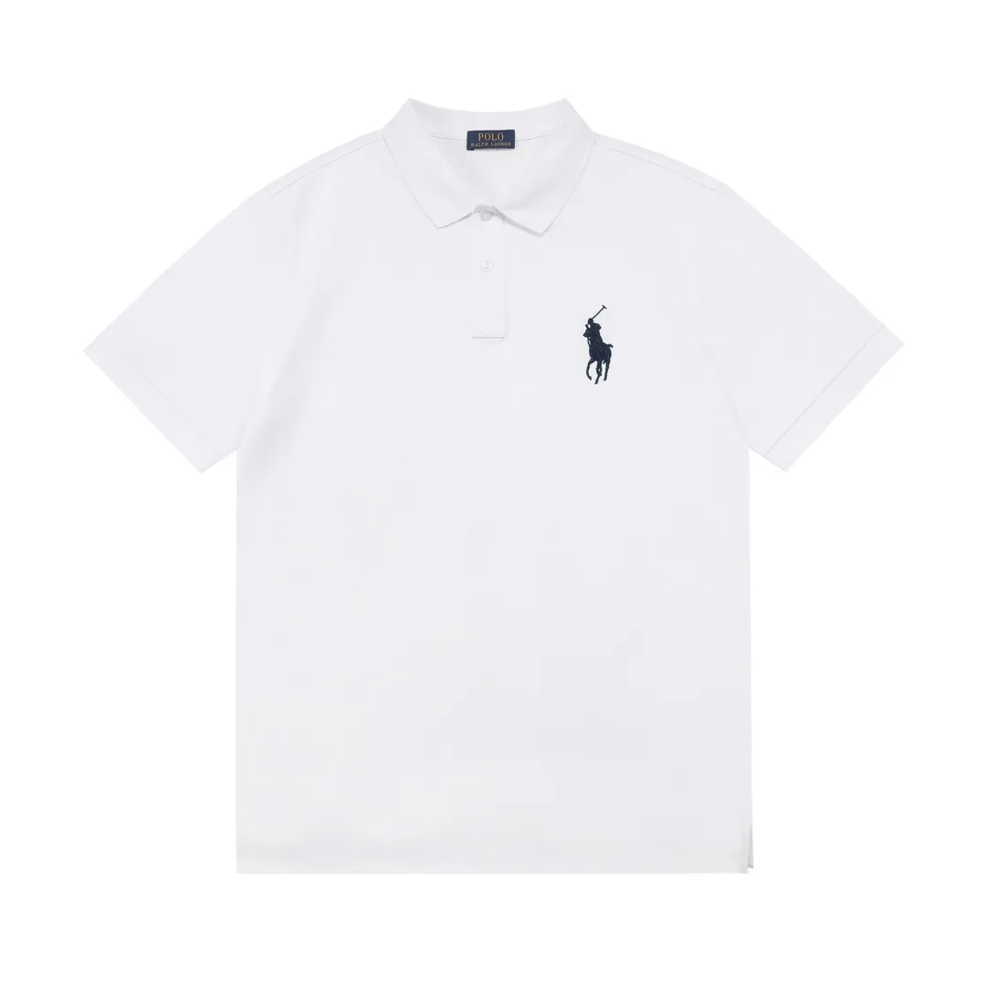 🅿️190 RALPH LAUREN 2025 new style classic polo embroidered little bee logo, same style for men and women, casual polo shirt ·Customized pique cotton fabric ·Imported Tajima machine embroidery technology ·Collar label, hangtag, main mark and three labels complete Color: White Size: M-XXXL